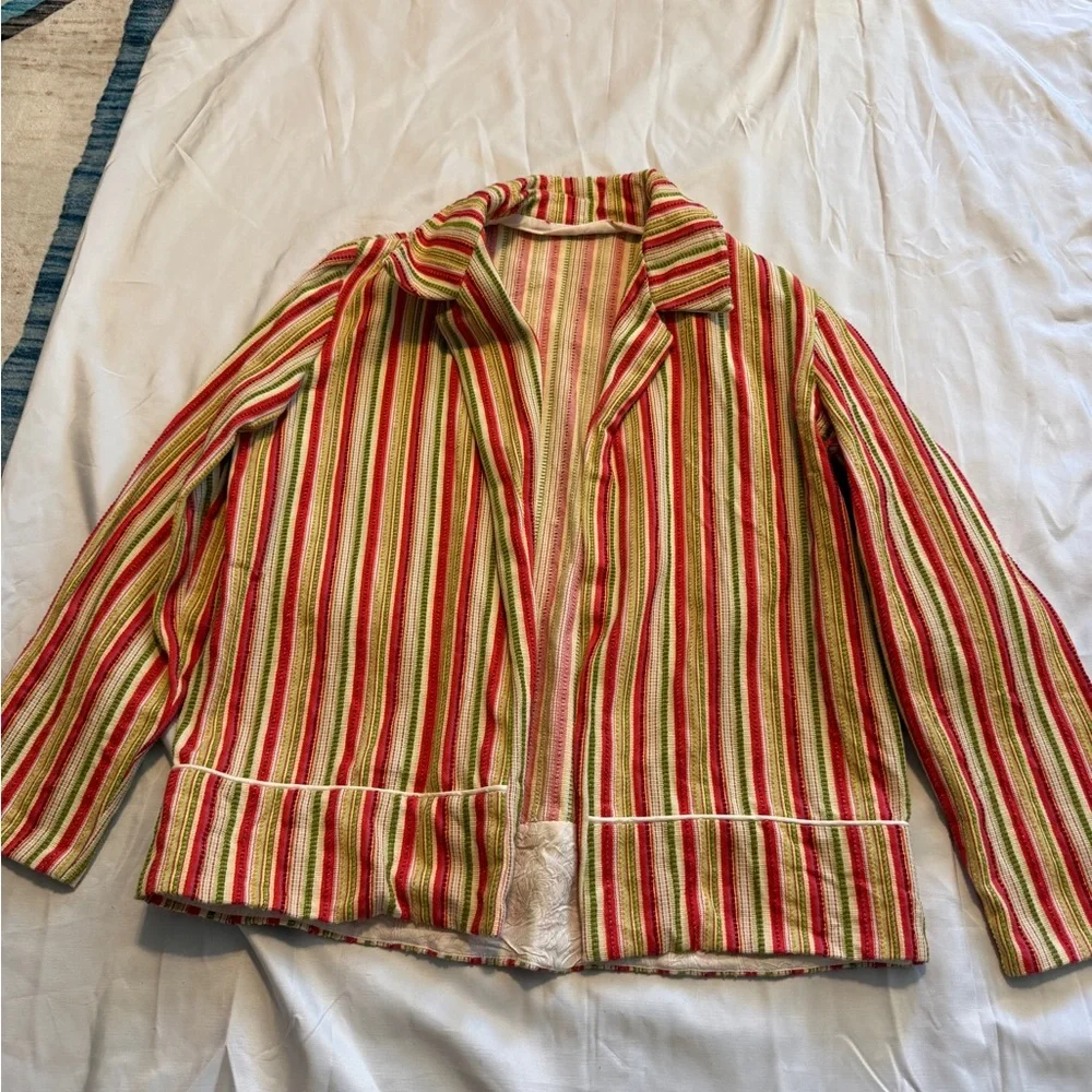 Vintage Striped Jacket Colorful Textured Cotton No Tag - Picture 1 of 8